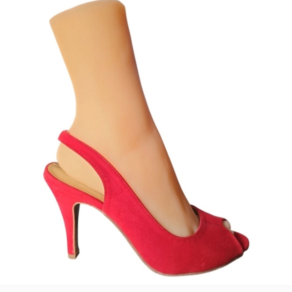De Blossom Collection Red Stiletto Slingback Heels